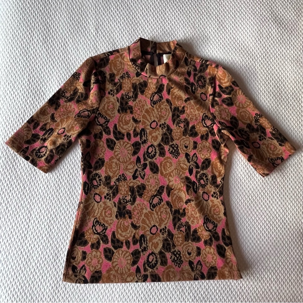 Maeve Anthropologie‎ Mock Neck Jacquard Top Size XXS
